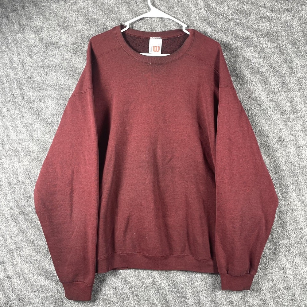 VTG Wilson Sweatshirt Mens‎ 2XL XXL Red Pullover Fleece Heavyweight Blank Retro